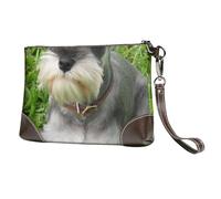 Schnauzer Nain,Sacs à Main en Cuir PU pour Femmes, Pochette à Fermeture éclair, Portefeuille, Sac à Main avec dragonne