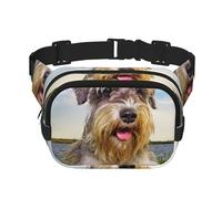 Schnauzer Pelouse Animaux Chiens Gris Chnauzer,Sac Banane carré Double Couche, Sac de Poitrine