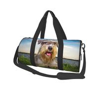 Schnauzer Pelouse Animaux Chiens Gris Chnauzer, Sac de Voyage de Grande capacité, Sac à Main Rond, Sac de Voyage de Sport, fourre-Tout, Sac de Fitness