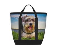 Schnauzer Pelouse Animaux Chiens Gris Chnauzer,Sacs à lunch isothermes de grande capacité pour femmes et hommes