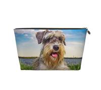 Schnauzer Pelouse Animaux Chiens Gris Chnauzer, Trousse de Maquillage Trousse à cosmétiques Trousse de Toilette de Voyage Portable Pochette de Toilette