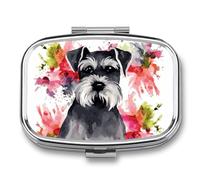 Schnauzer Pilulier de voyage à 2 compartiments avec miroir hebdomadaire portable pour sac à main