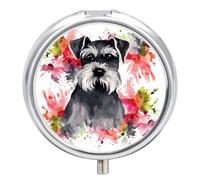 Schnauzer Pilulier de voyage à 3 compartiments avec miroir hebdomadaire portable pour sac à main