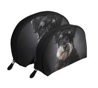 Schnauzer Portrait Gris Foncé, Trousse de Maquillage Coquille Femme Petit Porte-Monnaie Trousse de Toilette Trousse à cosmétiques 2 pièces