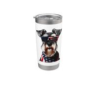 Schnauzer standard du 4 juillet Jour de l'indépendance américaine Gobelet isotherme en acier inoxydable double paroi