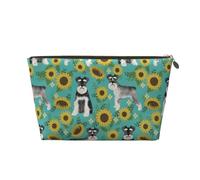 Schnauzer Tournesols Printemps Été Floral Chien Race Chien, Trousse de Maquillage Trousse à cosmétiques Trousse de Toilette de Voyage Portable Pochette de Toilette