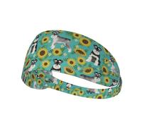 Schnauzer Tournesols Printemps Été Floral Race de Chien Chien,Bandeau de Sport Unisexe, Bandeau élastique Multi-usages pour Cheveux