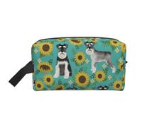 Schnauzer Tournesols Printemps Été Floral Race de Chien Chien Grande Capacité Organisateur de Cosmétiques, Trousse de Maquillage de Voyage pour Femme