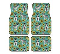 Schnauzer Tournesols Printemps Été Floral Race de Chien Chien,Lot de 4 Tapis de Sol pour Voiture, Tapis de Sol antidérapants pour véhicule