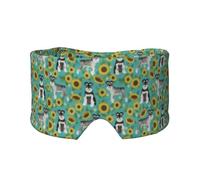 Schnauzer Tournesols Printemps Été Floral Race de chien Chien,Masque pour les yeux bloquant la lumière Cache-yeux et cache-oreilles pour le sommeil