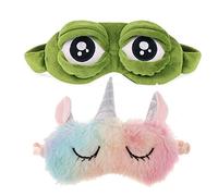 Schneespitze 2 Pièces Masque pour Les Yeux,Drôle Oeil de Grenouille Masque,Motif Grenouille Masque,Licorne Masque De Sommeil pour Hommes, Femmes Et Enfants