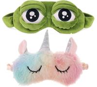 Schneespitze 2 Pièces Masque Pour Les Yeux,Drôle Oeil De Grenouille Masque,Motif Grenouille Masque,Licorne Masque De Sommeil Pour Hommes,Femmes Et Enfants