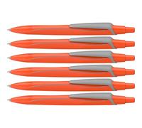 Schneider 131926 Reco Neon Edition Lot de 6 stylos à bille (en plastique recyclé, récompensé par l'ange bleu, couleur de l'encre : bleu) orange fluo