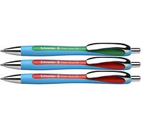 Schneider 132597 Slider Rave XB Lot de 3 stylos à bille pour enseignant, 2 rouges et 1 vert, largeur de trait XB
