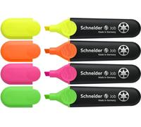 Schneider Optics – Surligneurs Job 150 – Pochette de 4 – Rechargeable, pointe biseautée