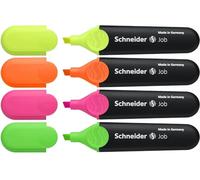 Schneider Pochette De 4 Surligneur (Rechargeable) Pointe Biseautée Job 150