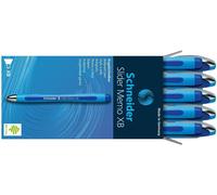 Stylo Schneider Slider Memo XB Lot de 10 Stylos à bille avec capuchon et technologie Viscoglide Encre bleu Bleu G