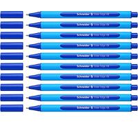 Schneider Stylo Bille À Capuchon, Pointe Large, Corps Triangulaire Caoutchouc, Encre Bleue