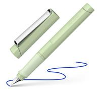 Schneider 160226 Base Stylo plume pour droitier, plume M, avec cartouche d'encre bleu roi, vert doux