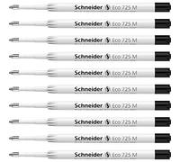 Schneider 172511 Eco 725 Lot de 10 recharges de stylo à bille (épaisseur de trait: M) Noir