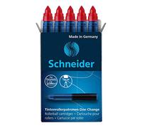 Schneider Cartouche pour stylo roller One Change 185402 - indélébile non effaçable - Lot de 5 Rouge