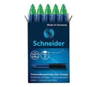 Schneider 185404 Cartouche pour stylo roller One Change (indélébile, non effaçable) Lot de 5, Vert