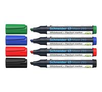 Schneider 293 Marqueurs pour tableaux/flipchart (rechargeables, 2 - 5 mm) étui de 4 pièces noir/rouge/bleu/vert