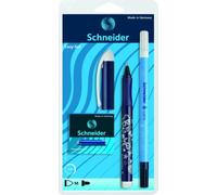 Schneider 74380 Blister avec 1 Roller Easy + 1 effaceur d'encre + 1 boîte de 6 cartouches d'encre bleue