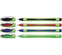 Schneider 79000 Blister de 4 Fineliner Xpress Noir/Rouge/Bleu/Vert | Encre indélébile ISO 14145-2, trait 0,8 mm, prise en main ergonomique, encre à base d'eau