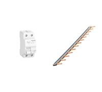Schneider A9Z01240 Disjoncteur différentiel ID K 2P 40 A 30 mA Type A Blanc & Peigne 13 modules noir/blanc longueur 220mm