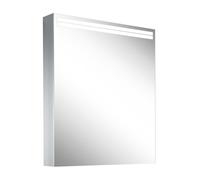 Schneider ARANGA TW Armoire de toilette avec éclairage, 1 porte avec charnières à gauche, 595x120x700mm, bandeaux lumineux en haut, 160.461.02.50, Exécution: norme UE/corps argent anodisÃ©