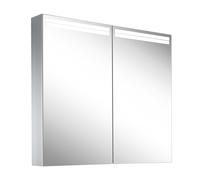 Schneider ARANGA TW Armoire de toilette avec éclairage, 2 portes, 795x120x700mm, bandeaux lumineux en haut, 160.480.02.50, Exécution: norme UE/corps argent anodisÃ©