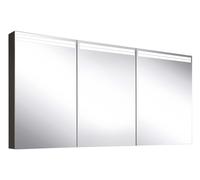 Schneider ARANGA TW Armoire de toilette avec éclairage, 3 portes 50/50/50, 1495x120x700mm, bandeaux lumineux en haut, 160.551.02.41, Exécution: norme UE/corps noir mat, paroi arrière réfléchissante