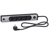 Schneider - Bloc multiprises 5 Prises 2P+T et 2 USB 1,5m - Noir et Aluminium
