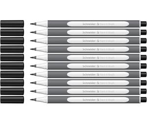 Schneider Brushpen Paint-It 070 Lot de 10 stylos pinceaux de qualité supérieure avec pointe flexible et couleurs vives pour la calligraphie, le lettrage à la main et plus encore Noir