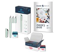 Schneider Callissima 399457 Kit de calligraphie menthe (stylo plume avec 3 largeurs de plume, 66 cartouches pastel, guide de calligraphie manuel), lot de 70 pièces