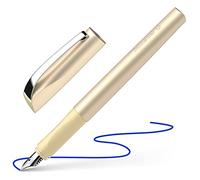 Schneider Ceod Shiny Stylo à plume (pour droitiers et gauchers, plume M, cartouche d'encre bleu royal incluse) light gold, Medium
