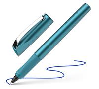 Schneider Ceod Shiny Stylo roller (pour droitiers et gauchers, épaisseur de trait M, avec cartouche d'encre bleu roi) bleu sarcelle