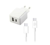 SCHNEIDER CHARGEUR PD20W + 1USBA QC18W + CABLE USBC/USBC 1M BLANC