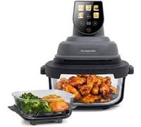 Schneider Friteuse à air panoramique Crispi 1500 W 2 bacs en verre Or/Gris