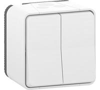Schneider - Double interrupteur va et vient Blanc en saillie étanche - Mureva