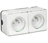 Schneider - Double prise de courant Blanche en saillie étanche - Mureva