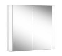 Schneider EASY LED Armoire de toilette avec éclairage LED, 2 portes à double miroir, 80x70x14cm, 175.080.02.0201, Exécution: norme UE/corps blanc/3000K
