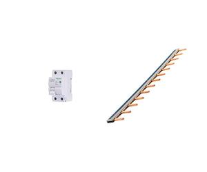 Schneider Electric 1334359 SCHN Resi9 Disjoncteur de Courant résiduel 1P+N 40A 30mA Type A, Blanc & Zenitech Peigne 13 modules noir/blanc longueur 220mm