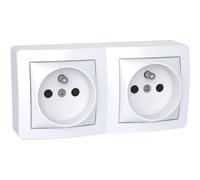 Schneider Electric - Alréa double prise de courant 2P + T connexion rapide avec cadre saillie blanc P - ALB62473P