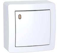 Schneider Electric - Alréa, Poussoir O/F lumineux faible conso avec cadre saillie, blanc polaire - ALB62052P