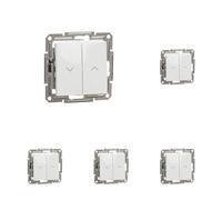 Schneider Electric Asfora EPH1370121D Bouton de volet roulant 10 A-250 V LED encastré, bouton de volet roulant, bornes à enficher, blanc (Lot de 5)
