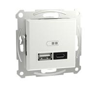 Schneider Electric Prise USB encastrée Asfora EPH2770421D Type C 45 W Blanc brillant