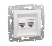Schneider Electric Asfora EPH4870121D Prise réseau 2 prises RJ45 Cat.6e encastrées Blanc