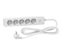 Gamme Rallonges multiprises. Hauteur 350 mm. Largeur 80 mm. Profondeur 55 mm. Caractéristique 2 : Rallonge multiprise 5 prises